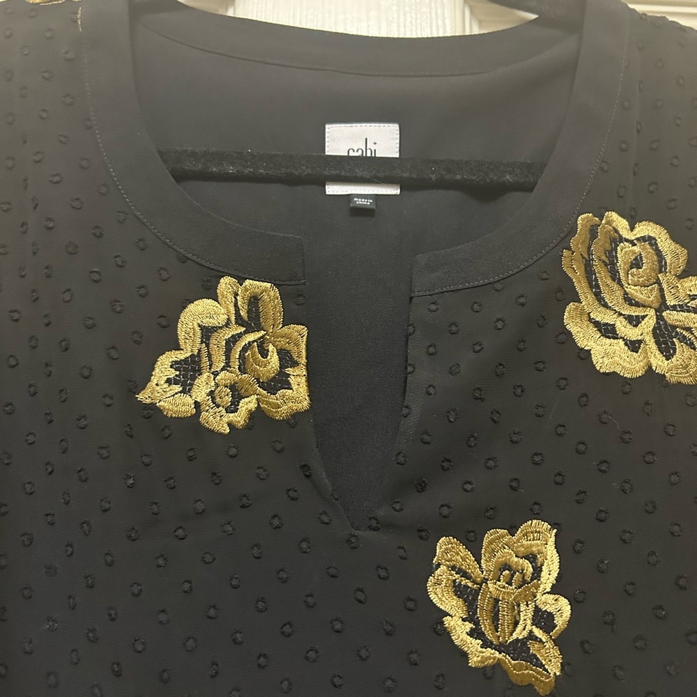 CAbi Black Jacket with Gold Floral Detail - Picture 2 of 6